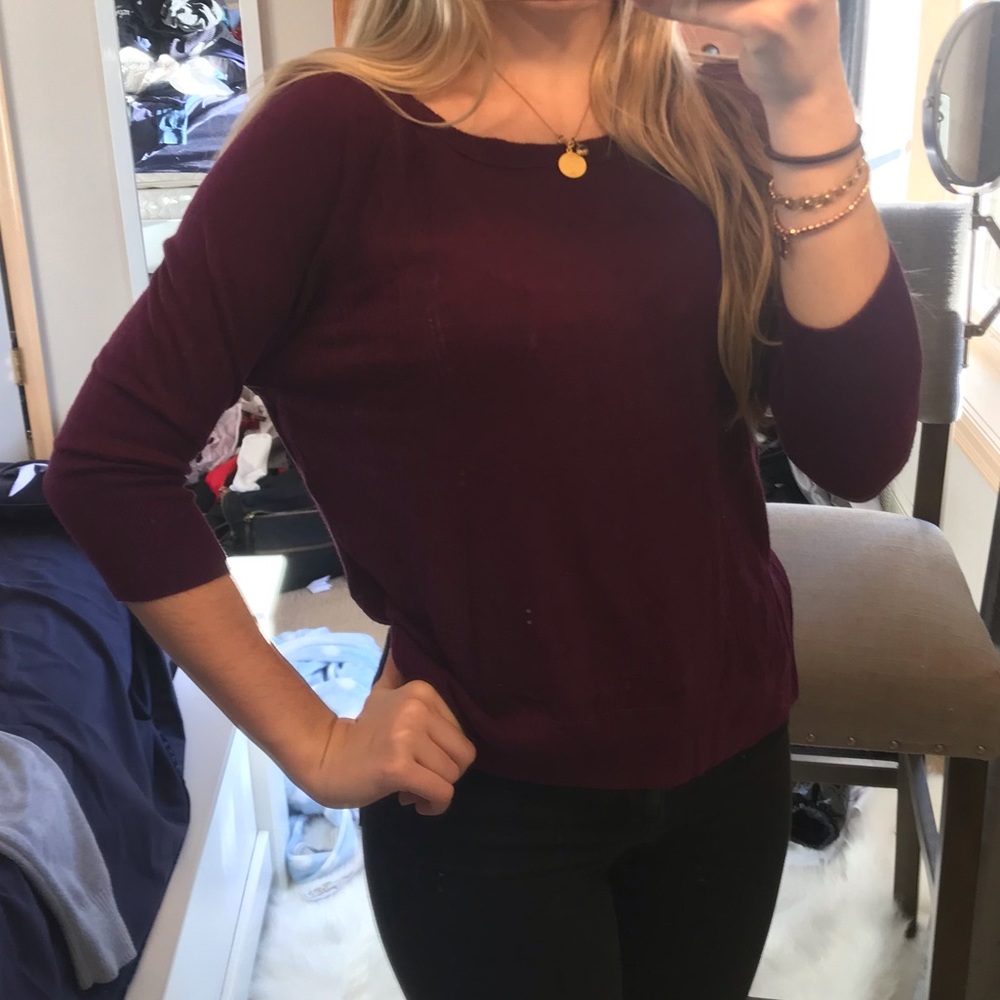 Mid sleeve plum colored sweater